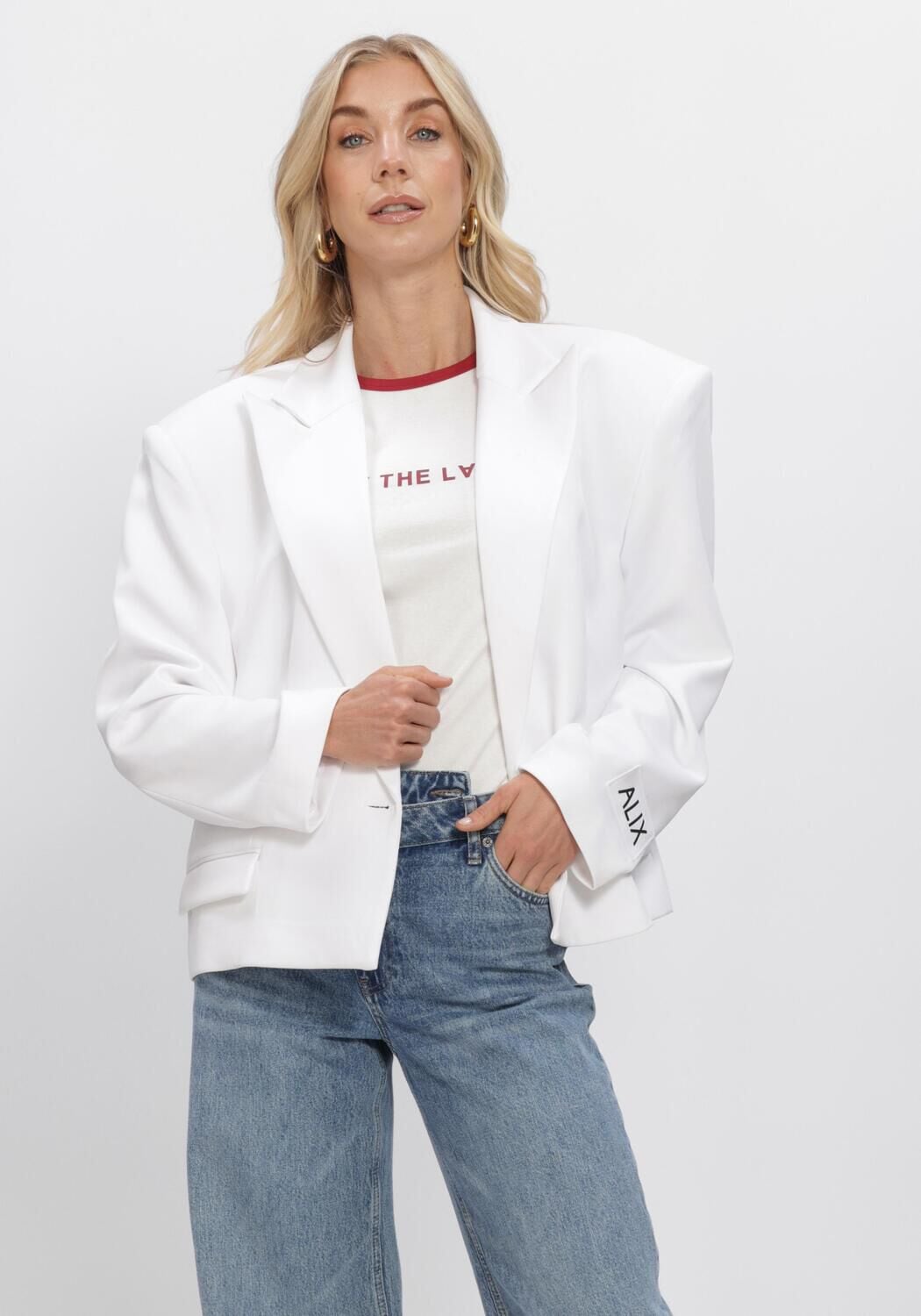 Alix the Label Blazer Dames Ladies Woven Oversized Twill Blazer, Maat: S, Kleur: Wit
