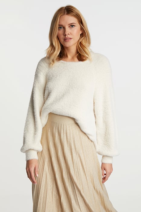 Rich & Royal Cozy Crew Neck Pearl White Maat: XS | Gebreide Truien Outlet | Dames | Wit