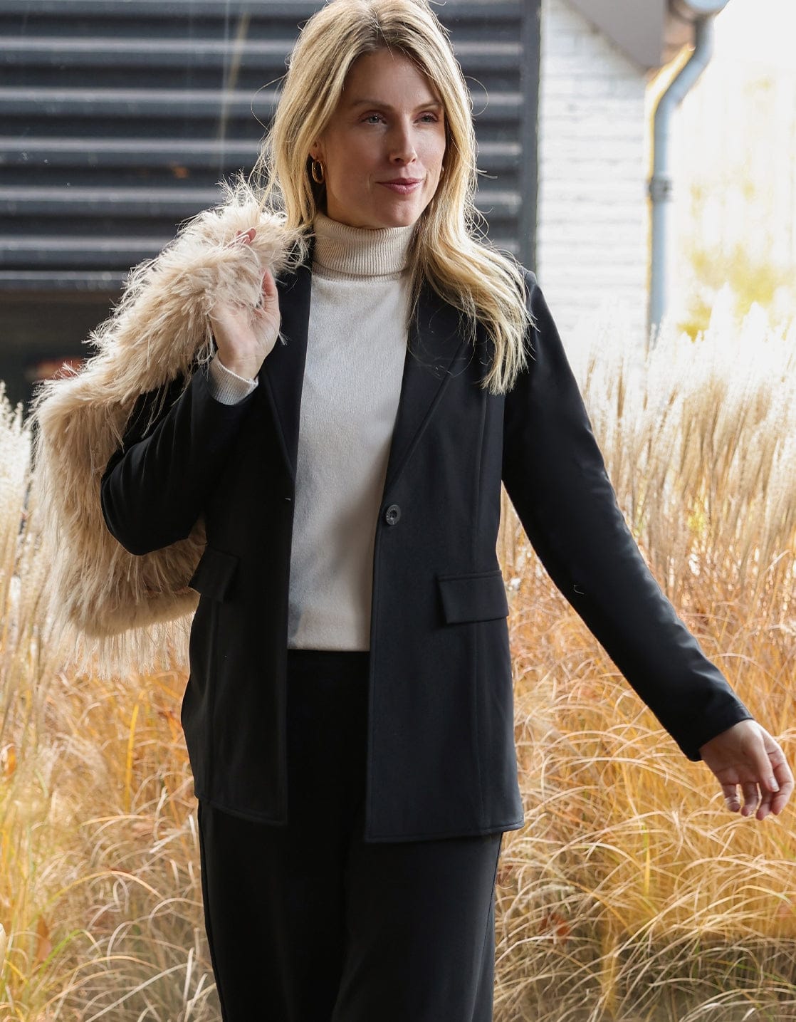Blazer Straight Travel Brushed | Zwart Zwart Maat M