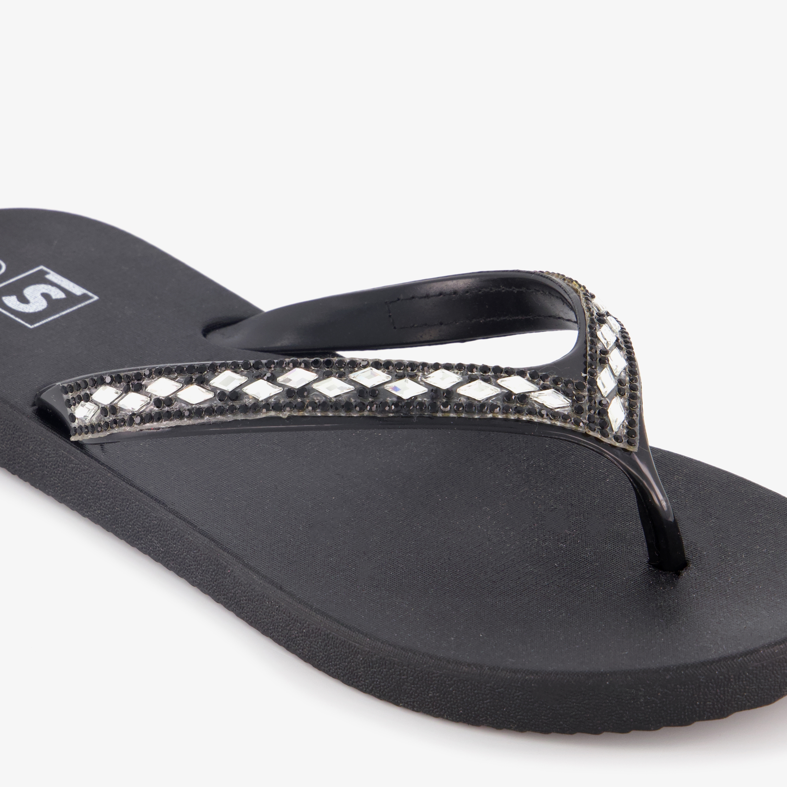 Dames slippers met strass steentjes zwart
