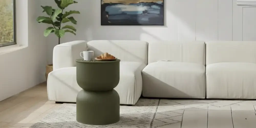 Deze metalen diabolo bijzettafel van de Action past in ieder interieur